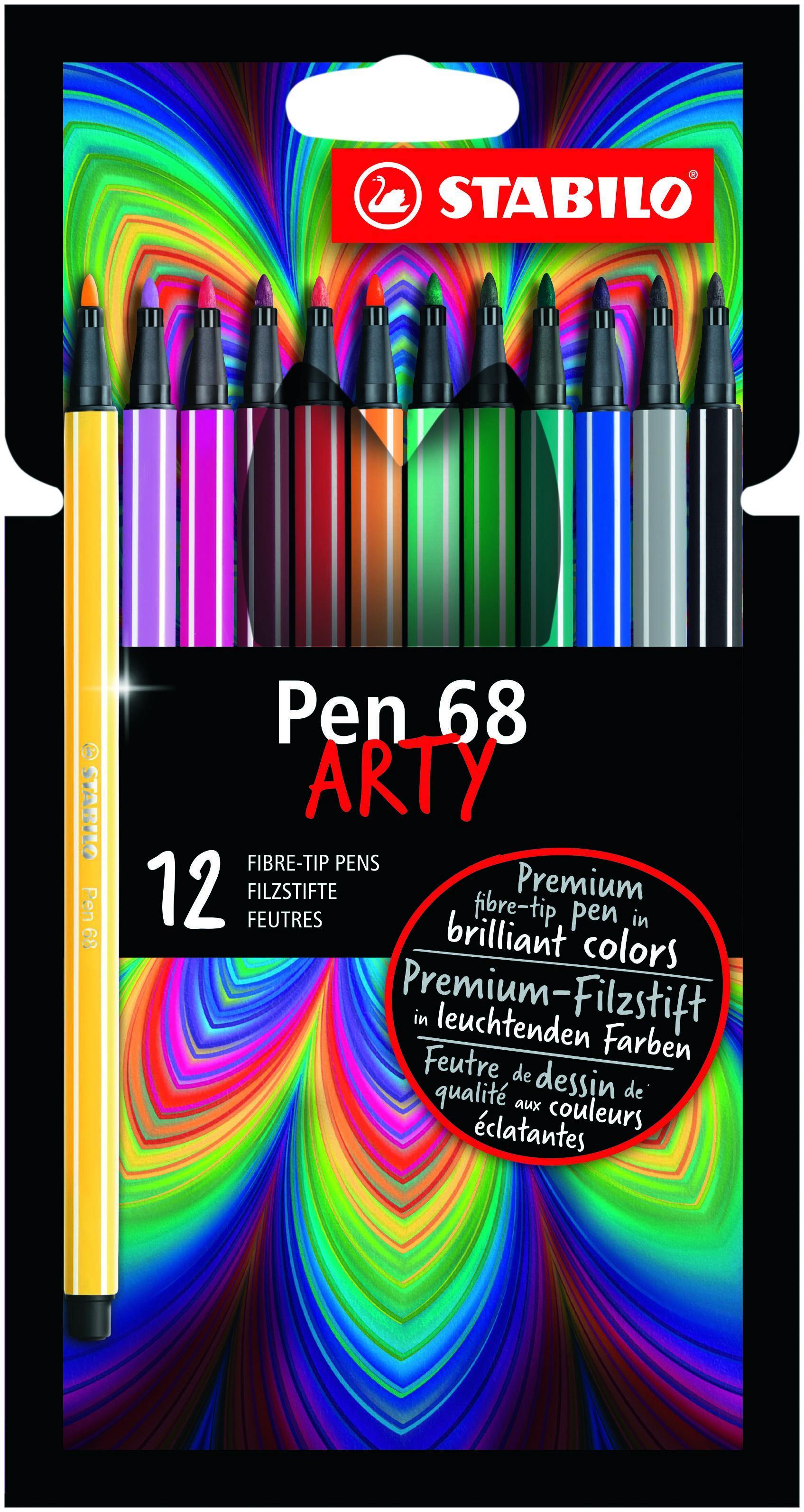 Premium felt-tip pen STABILO Pen 68 brush - pack of 30 ARTY
